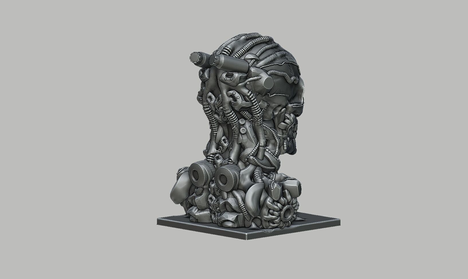 Robot Skull Headphone Stand Cyborg Headset Stand 3D print model_11