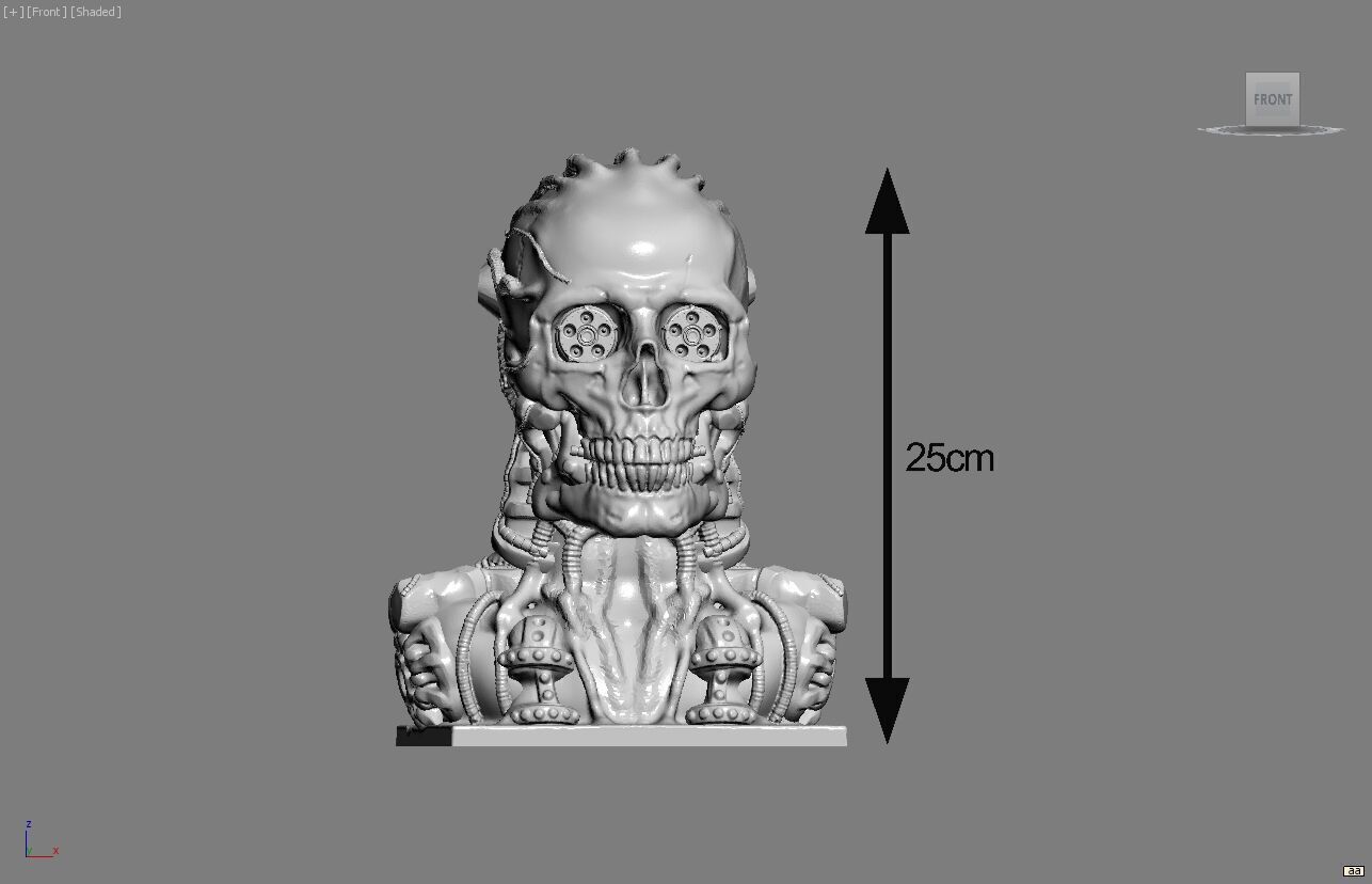 Robot Skull Headphone Stand Cyborg Headset Stand 3D print model_7