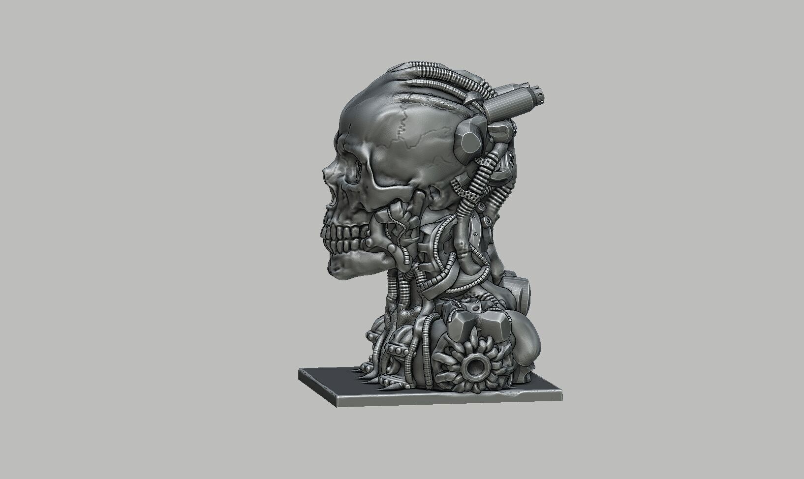 Robot Skull Headphone Stand Cyborg Headset Stand 3D print model_13