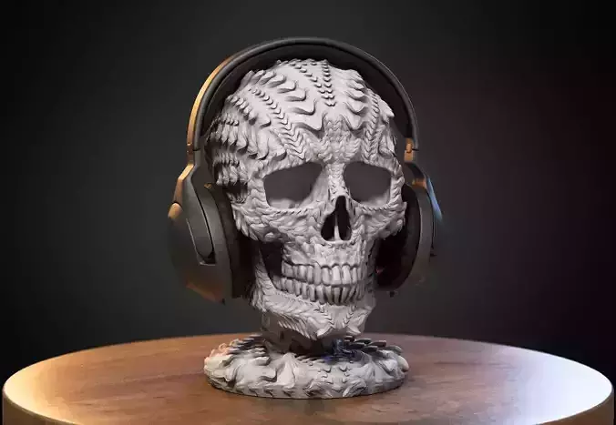 Skull dragon Headphone Stand Cyborg skull dragon Headset  3D print model