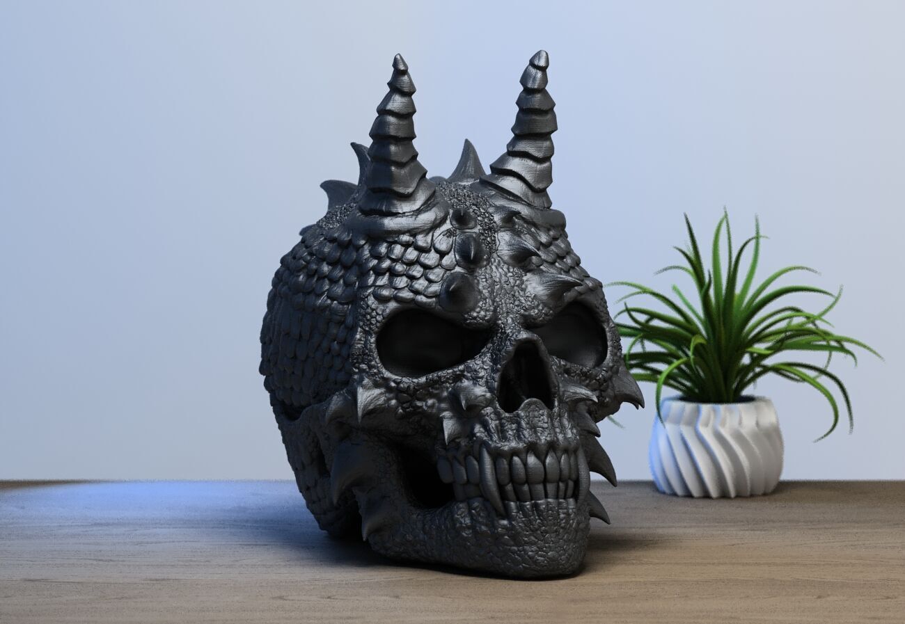 Skull dragon Headphone Stand Cyborg skull dragon Headset  3D print model_3