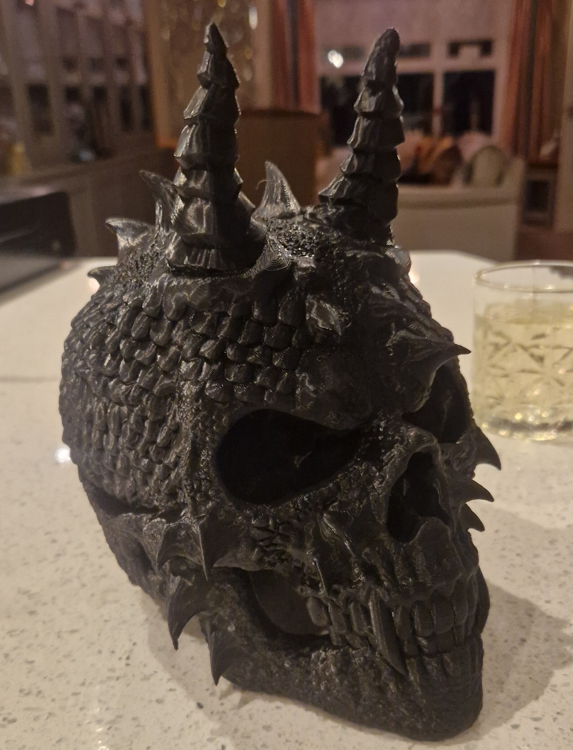 Skull dragon Headphone Stand Cyborg skull dragon Headset  3D print model_5