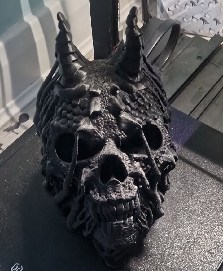 Skull dragon Headphone Stand Cyborg skull dragon Headset  3D print model_10