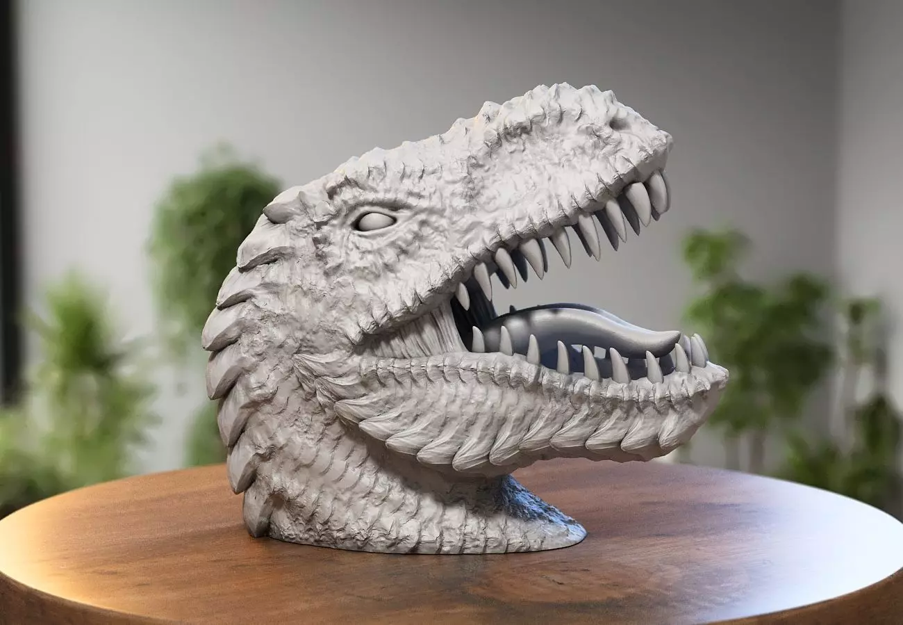 Skull dragon Headphone Stand Cyborg skull dragon Headset 3D print model
