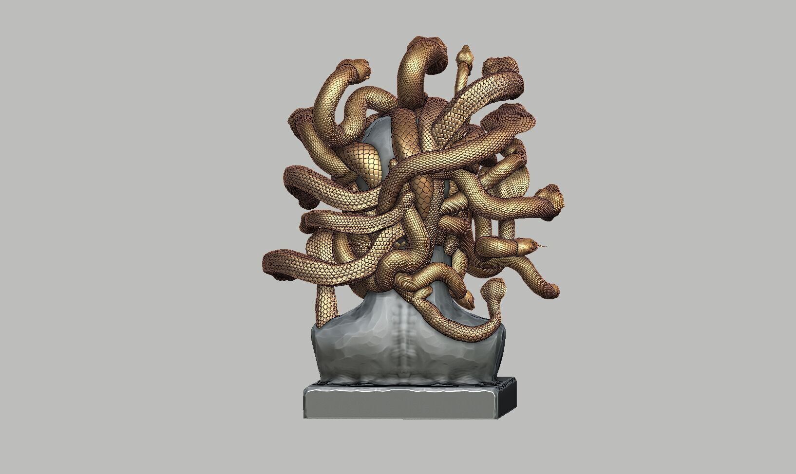 Medusa Skull snake bust Cyborg Medusa Skull snake  3D print model_9