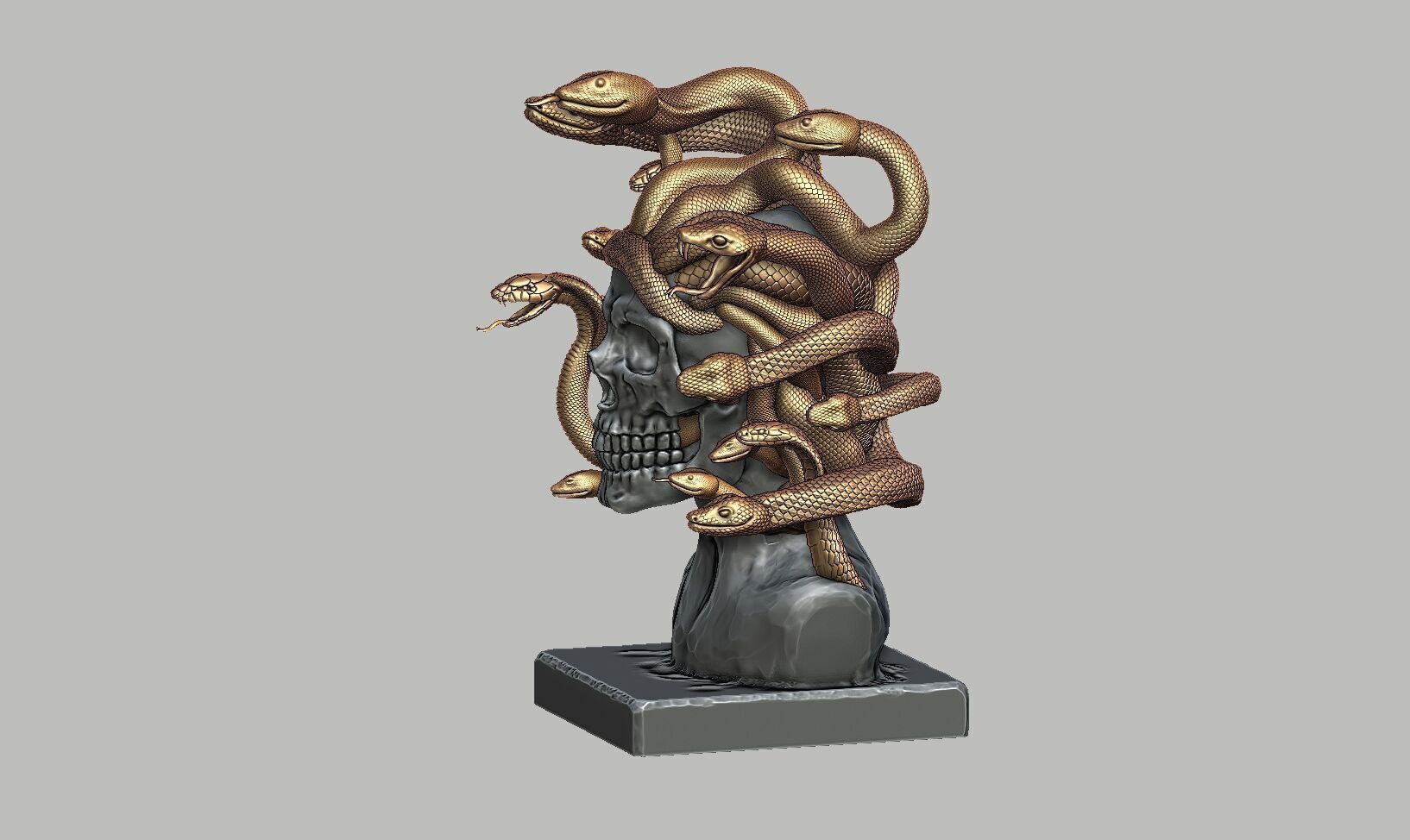 Medusa Skull snake bust Cyborg Medusa Skull snake  3D print model_10