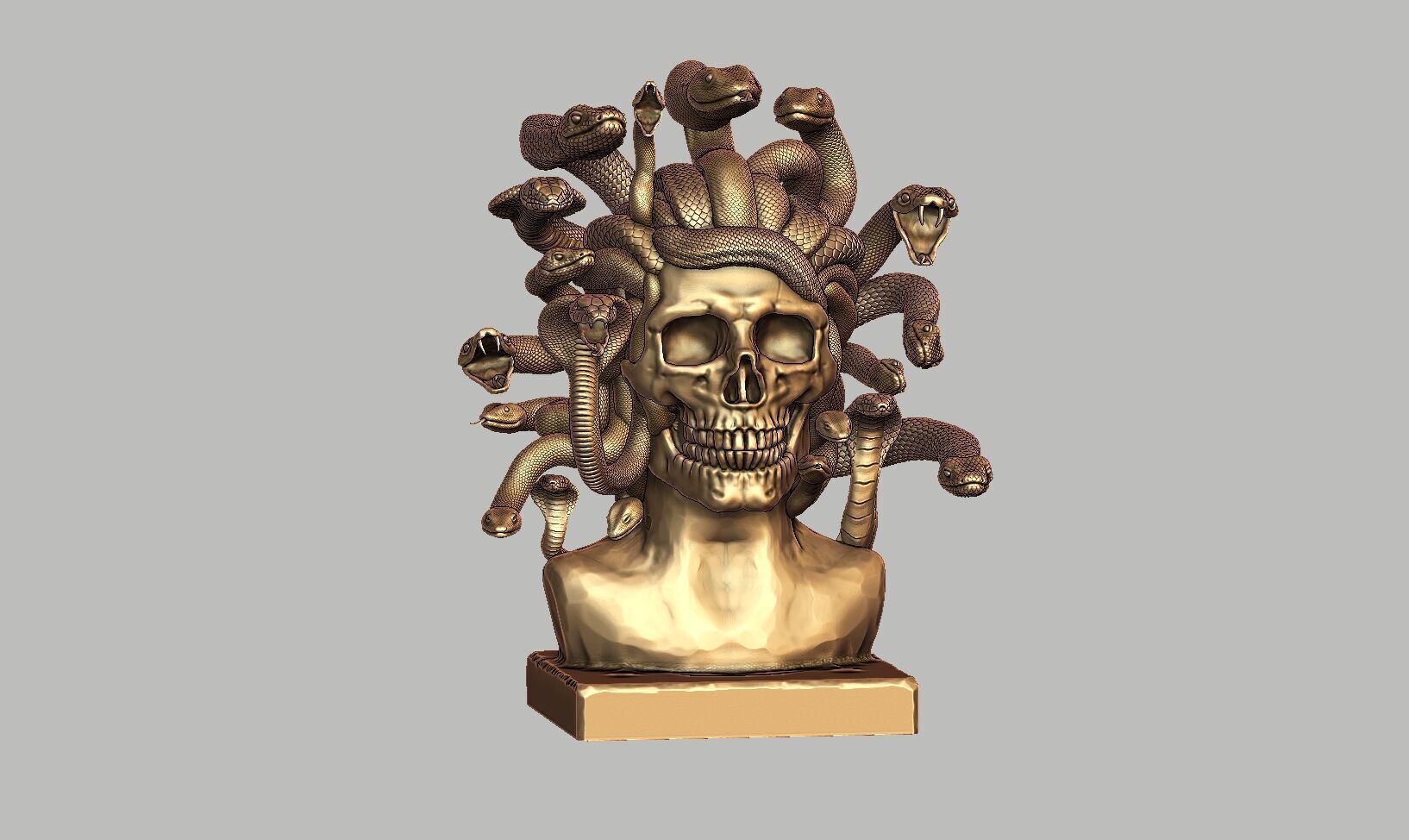 Medusa Skull snake bust Cyborg Medusa Skull snake  3D print model_3