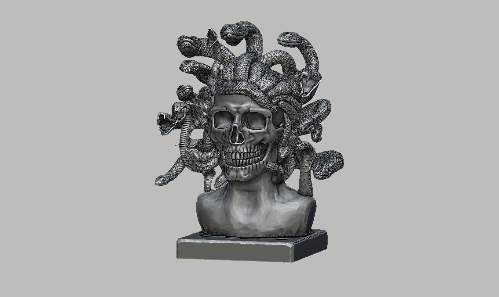 Medusa Skull snake bust Cyborg Medusa Skull snake  3D print model_12