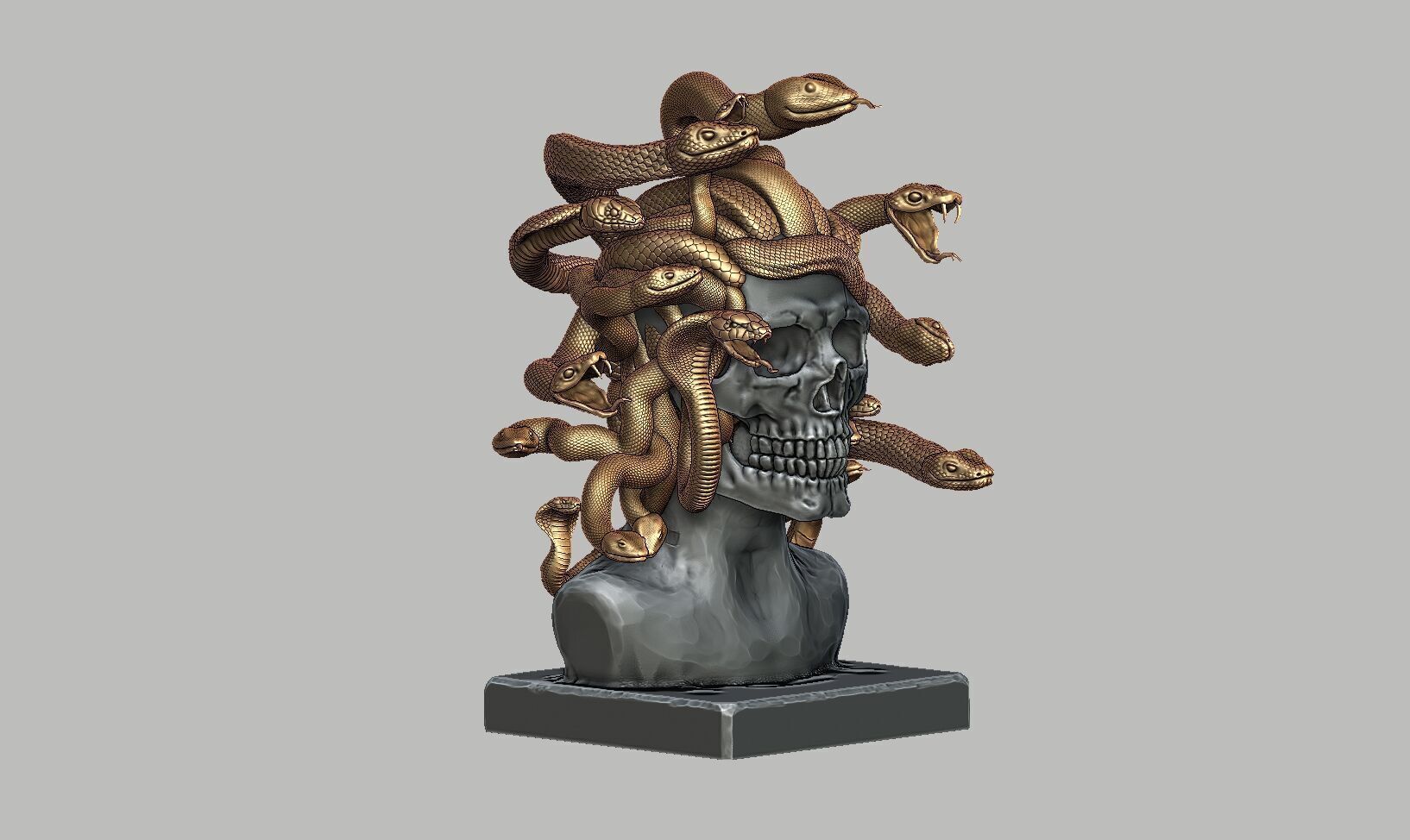 Medusa Skull snake bust Cyborg Medusa Skull snake  3D print model_5