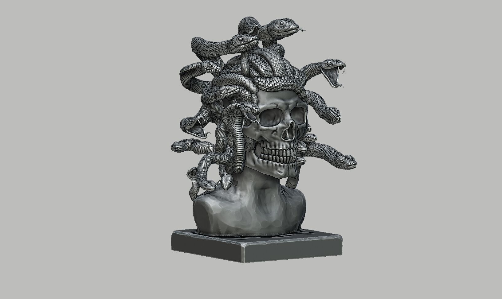 Medusa Skull snake bust Cyborg Medusa Skull snake  3D print model_13