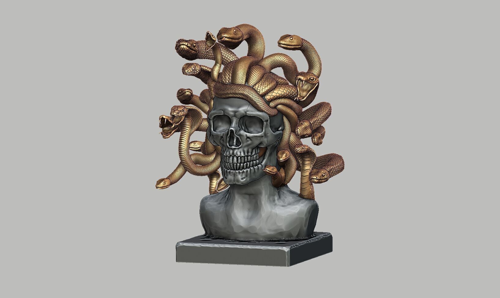 Medusa Skull snake bust Cyborg Medusa Skull snake  3D print model_11