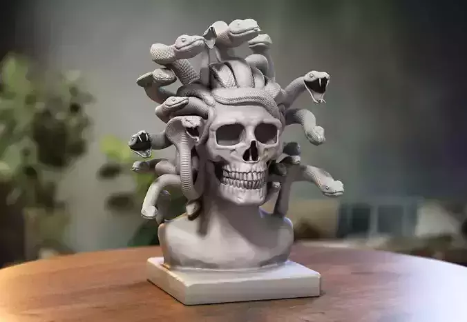 Medusa Skull snake bust Cyborg Medusa Skull snake 