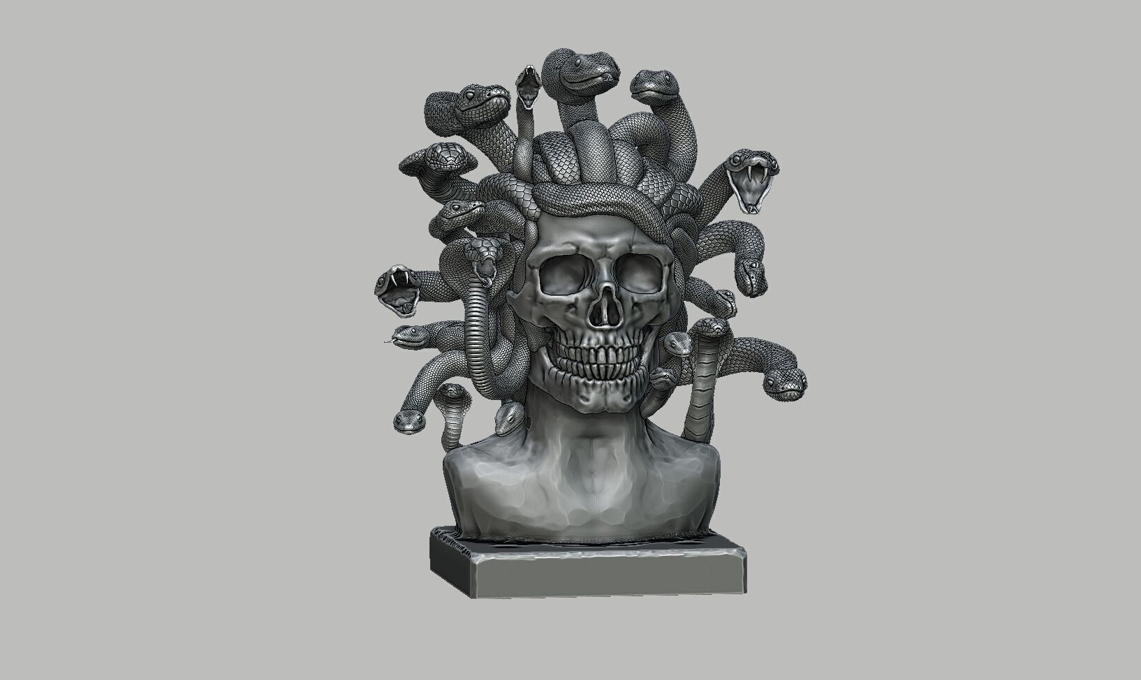 Medusa Skull snake bust Cyborg Medusa Skull snake  3D print model_7