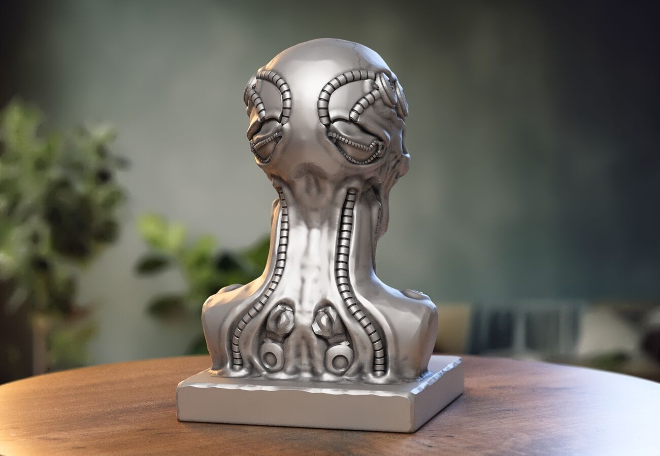 Skull robot demon dragon bust Cyborg skull dragon  3D print model_3