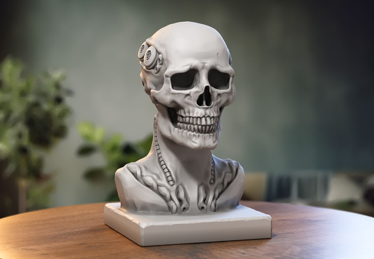 Skull robot demon dragon bust Cyborg skull dragon  3D print model_2