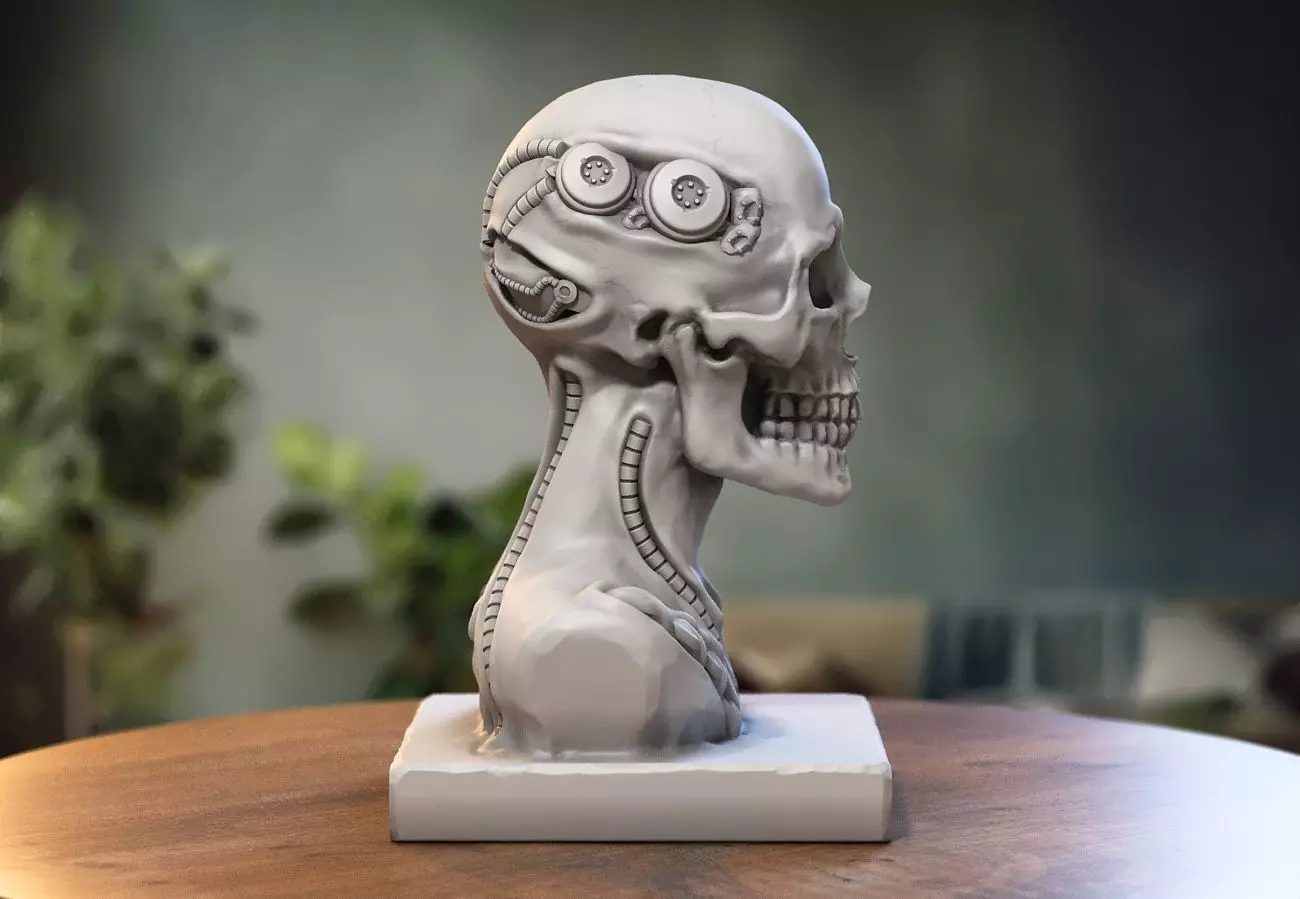 Skull robot demon dragon bust Cyborg skull dragon  3D print model_0