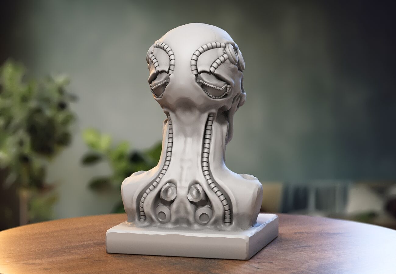 Skull robot demon dragon bust Cyborg skull dragon  3D print model_4