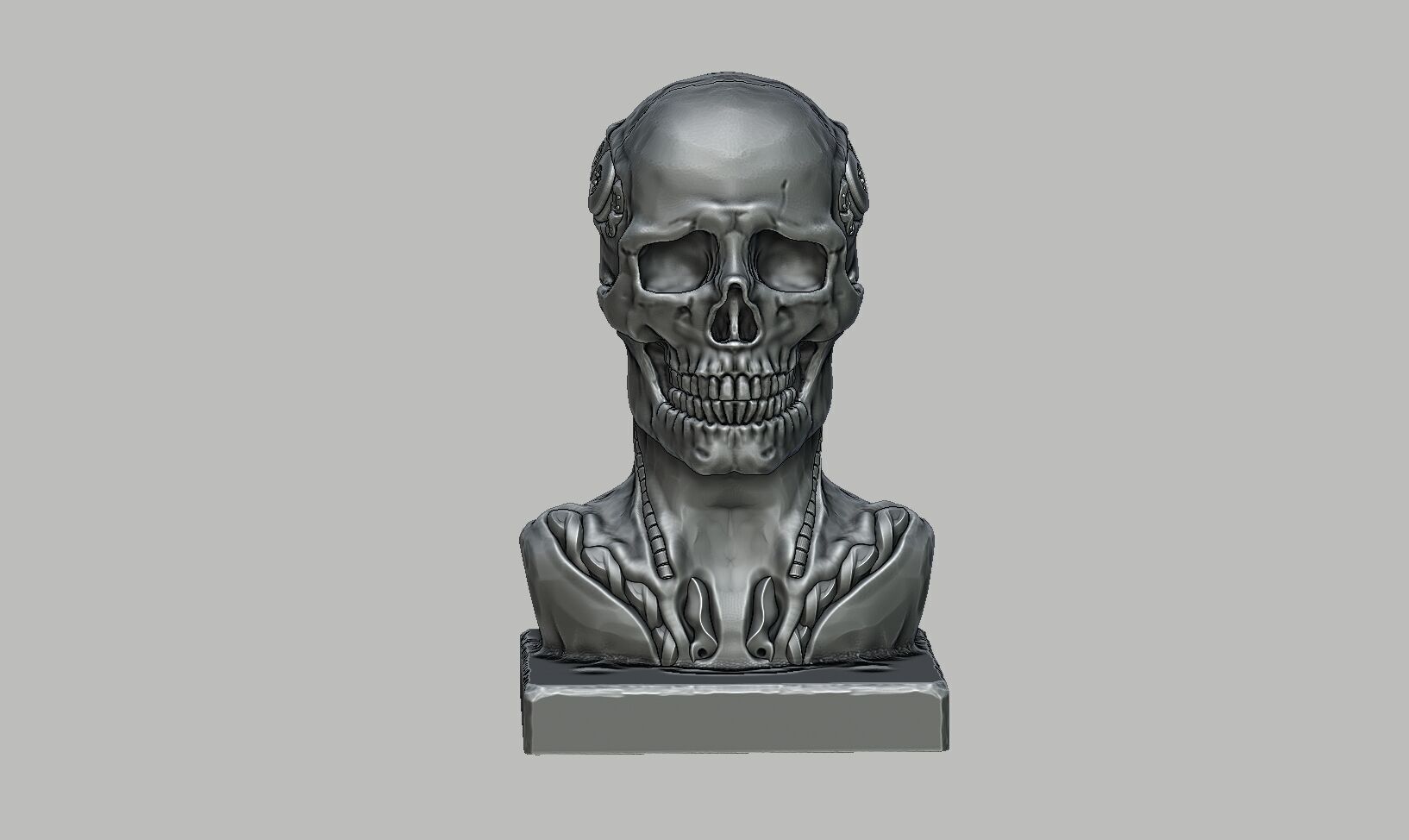 Skull robot demon dragon bust Cyborg skull dragon  3D print model_9