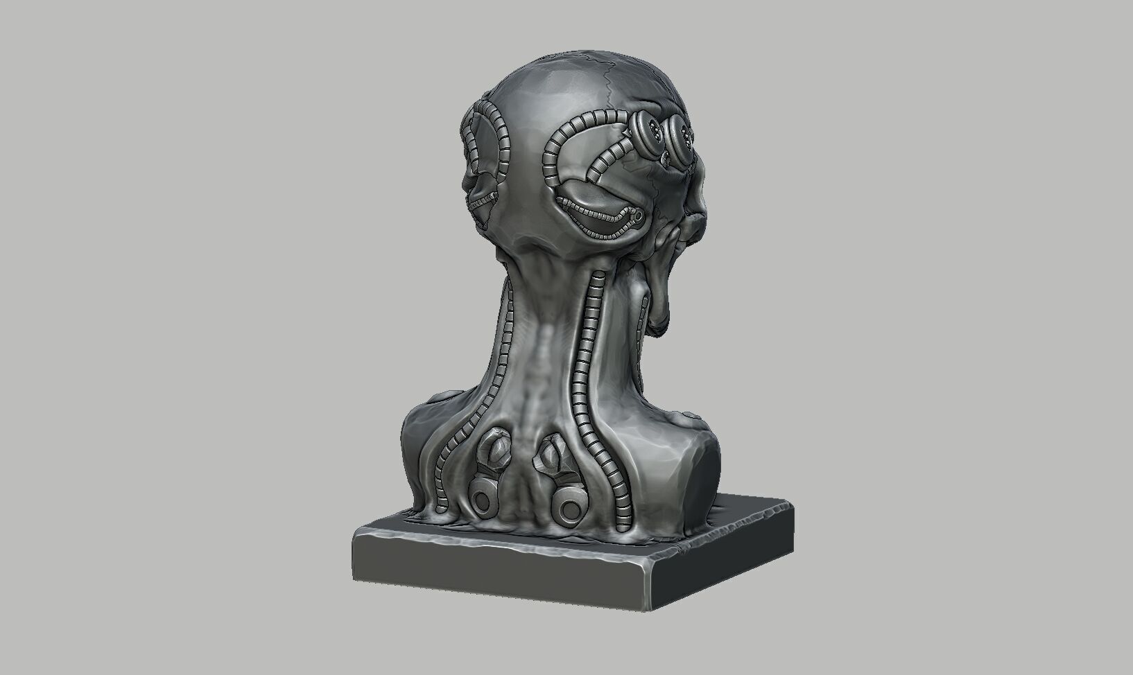 Skull robot demon dragon bust Cyborg skull dragon  3D print model_10