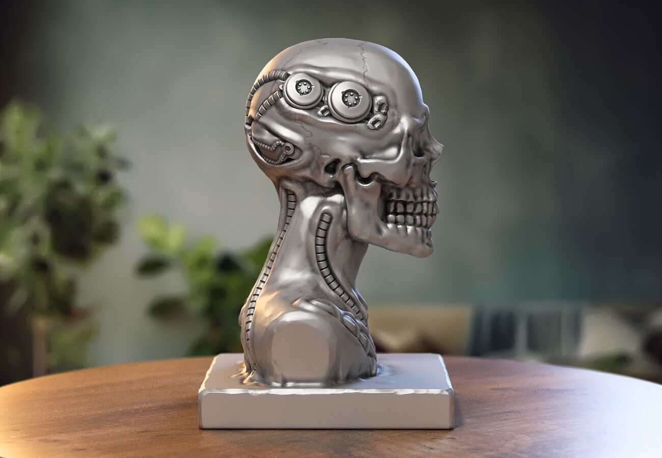 Skull robot demon dragon bust Cyborg skull dragon  3D print model_5