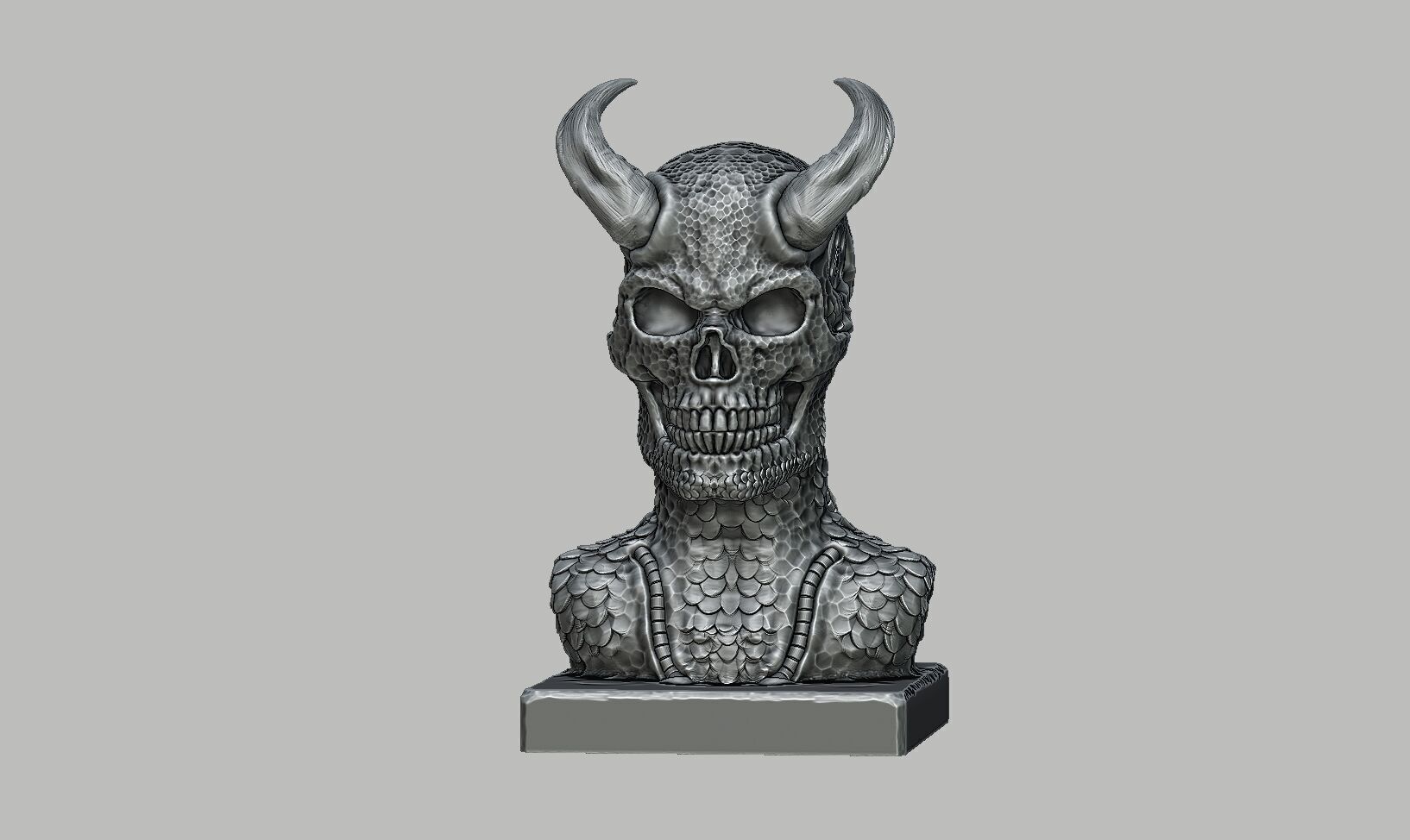 Skull robot demon dragon bust Cyborg skull dragon bust 3D print model_12