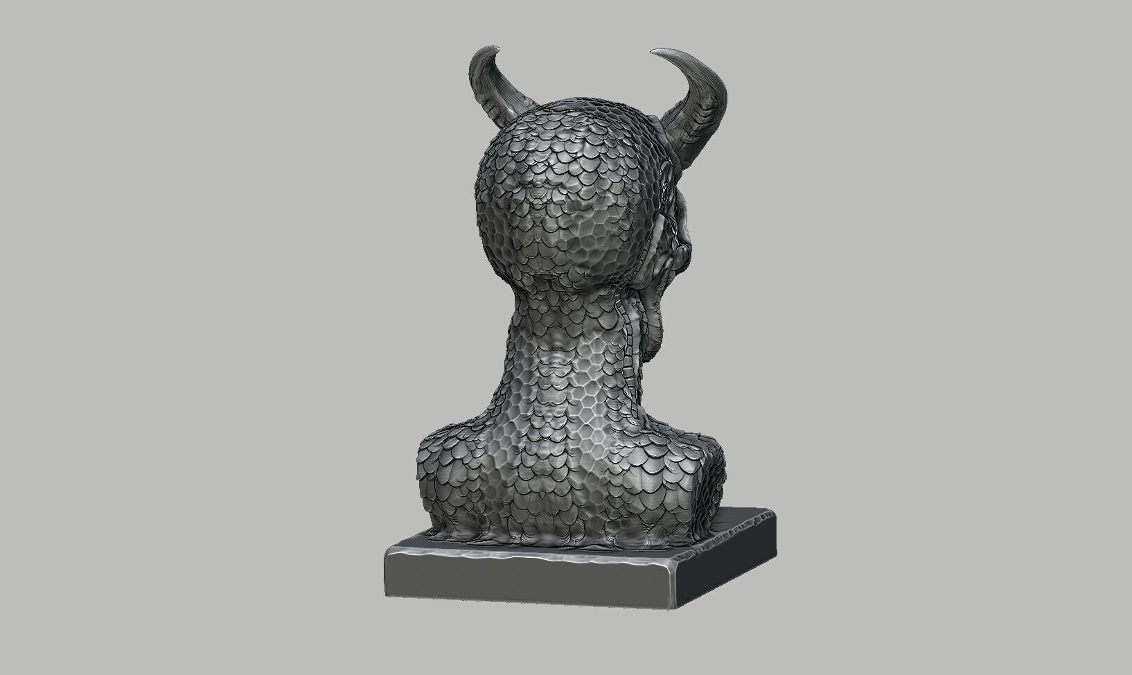 Skull robot demon dragon bust Cyborg skull dragon bust 3D print model_10