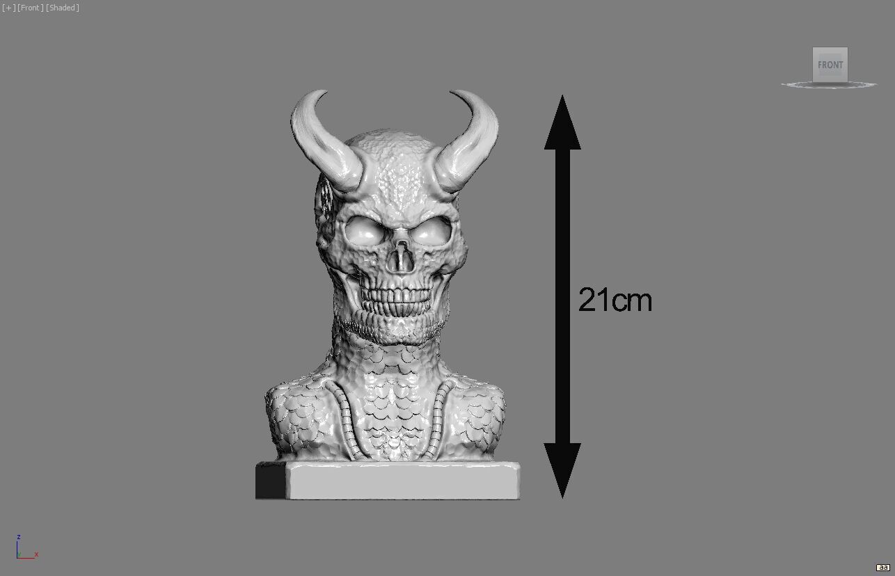 Skull robot demon dragon bust Cyborg skull dragon bust 3D print model_6