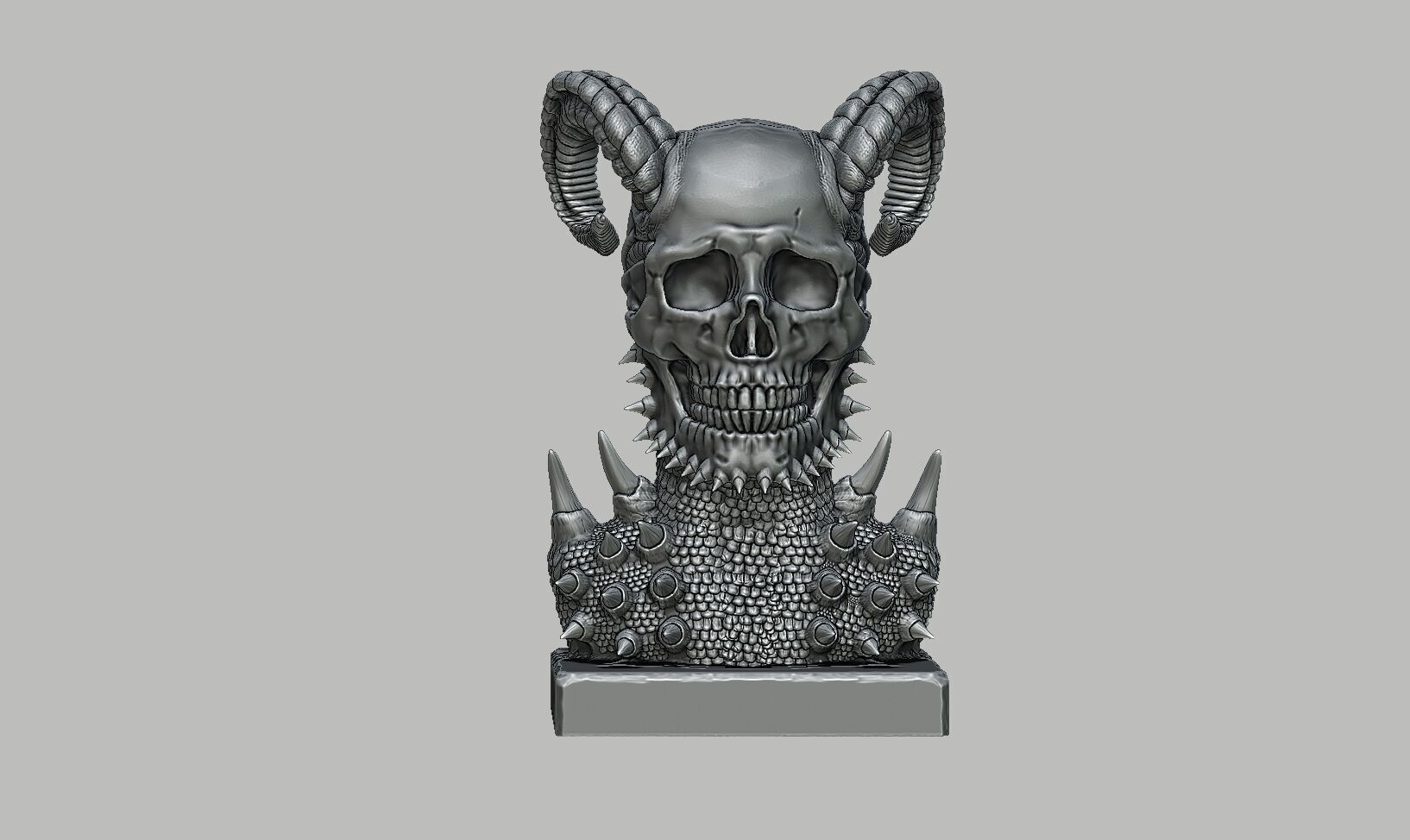 Skull robot demon dragon bust Cyborg skull dragon bust 3D print model_17