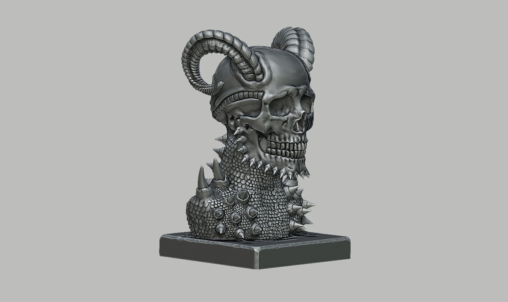 Skull robot demon dragon bust Cyborg skull dragon bust 3D print model_12