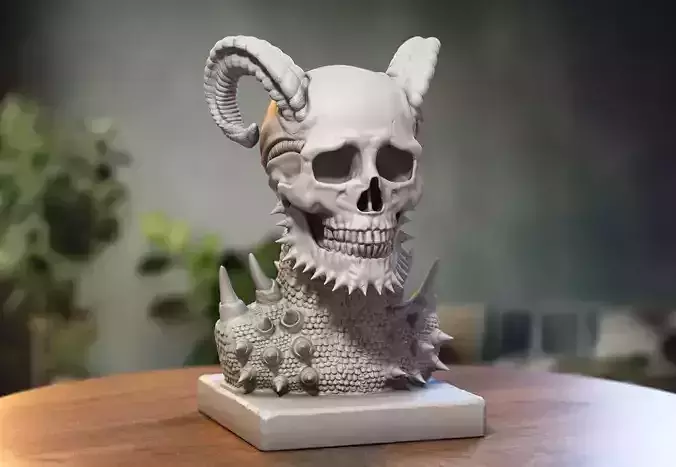 Skull robot demon dragon bust Cyborg skull dragon bust 3D print model