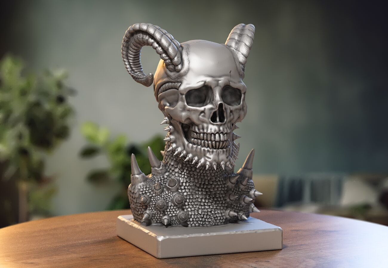Skull robot demon dragon bust Cyborg skull dragon bust 3D print model_1