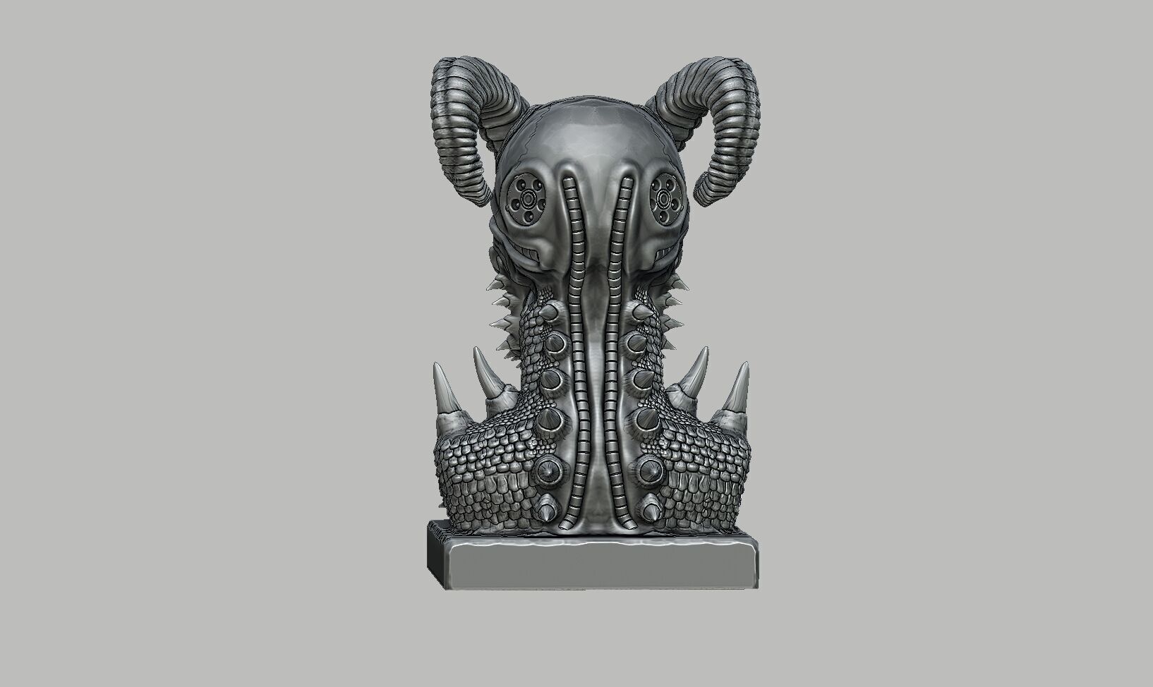 Skull robot demon dragon bust Cyborg skull dragon bust 3D print model_15