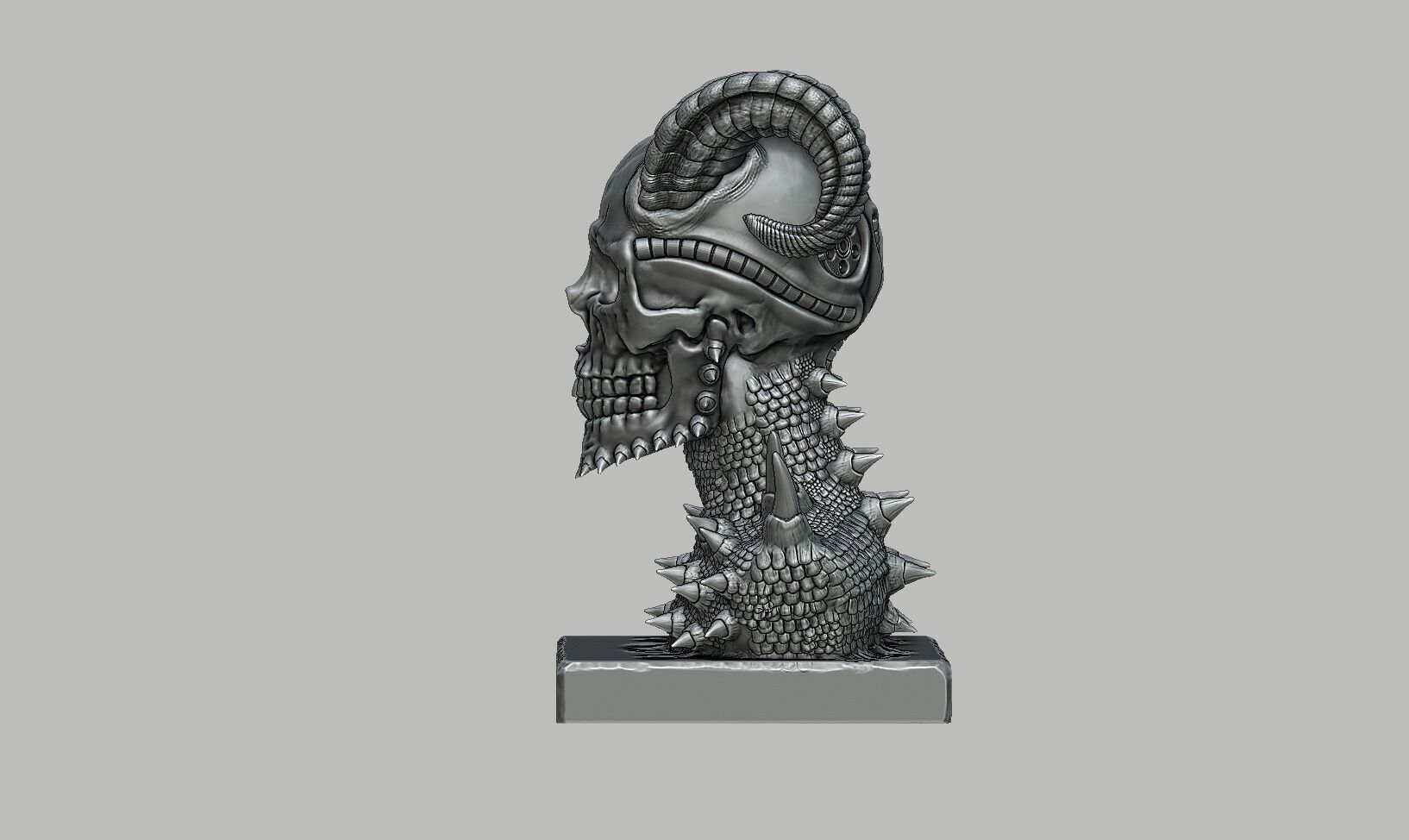 Skull robot demon dragon bust Cyborg skull dragon bust 3D print model_16