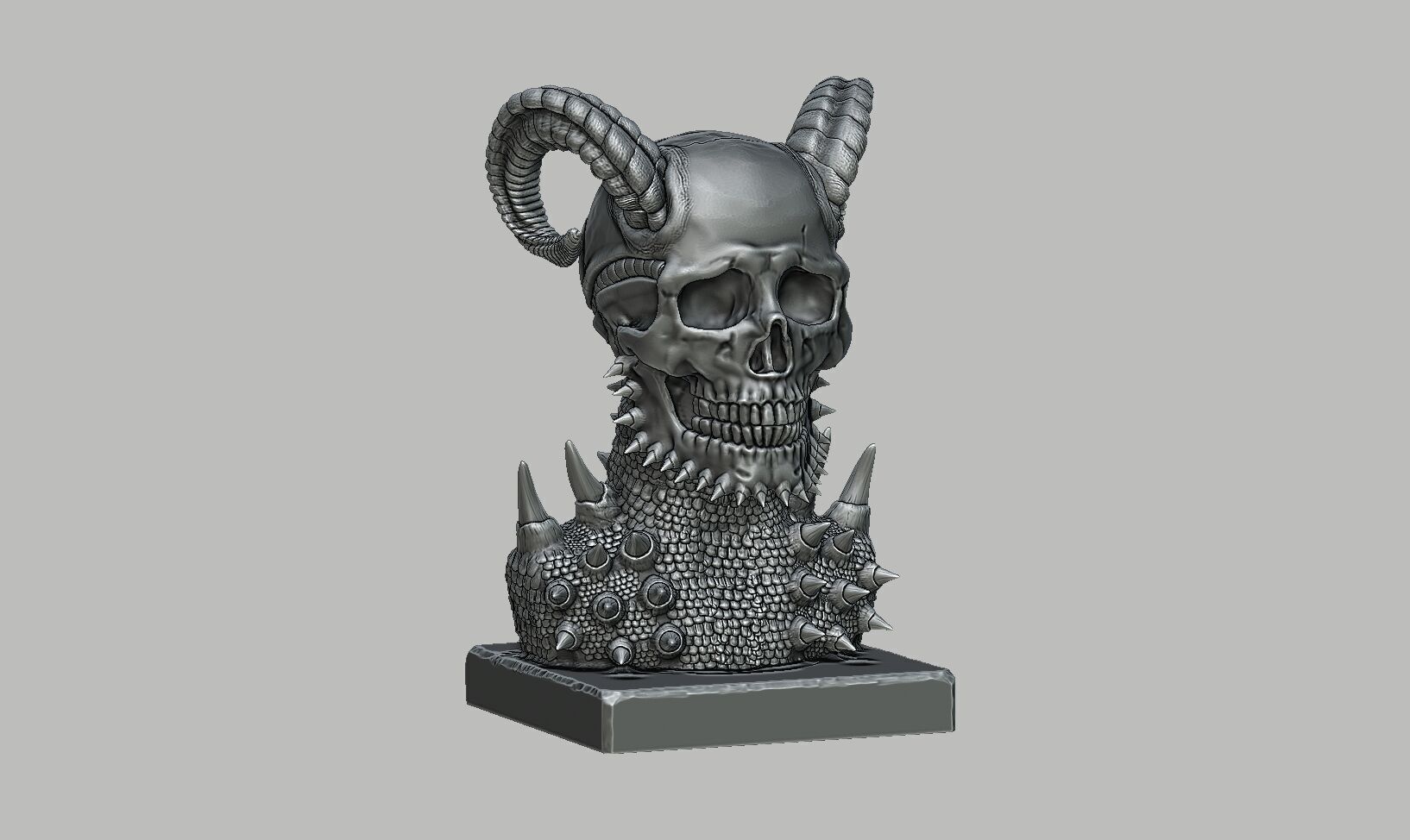 Skull robot demon dragon bust Cyborg skull dragon bust 3D print model_8
