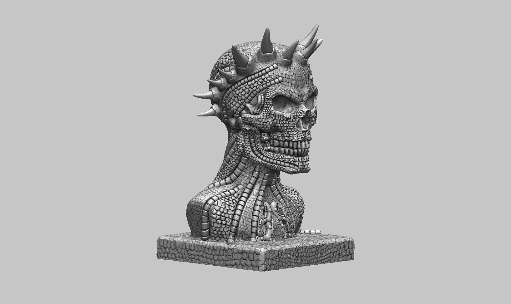 Skull robot dragon bust Cyborg skull dragon bust 3D print model_8