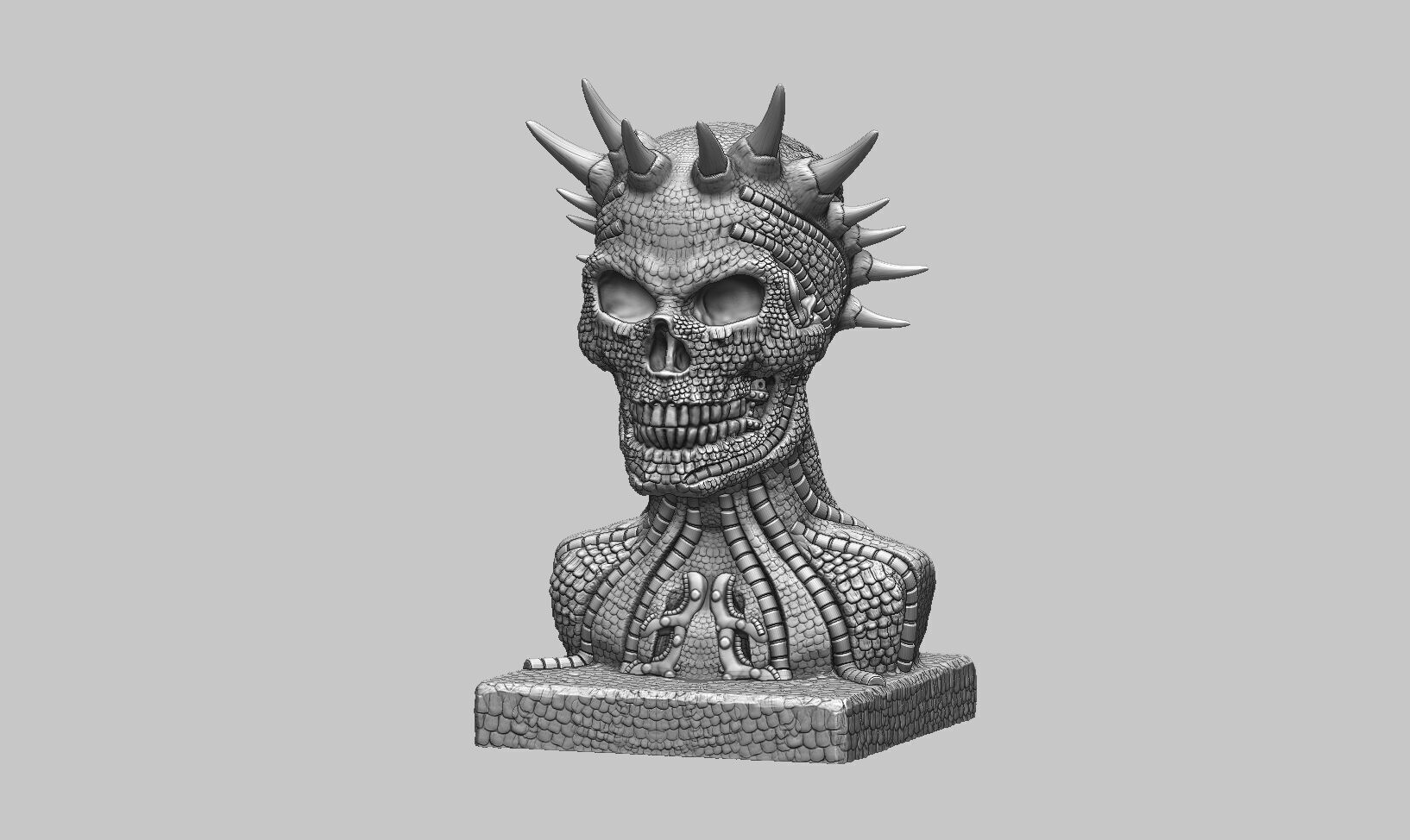 Skull robot dragon bust Cyborg skull dragon bust 3D print model_12