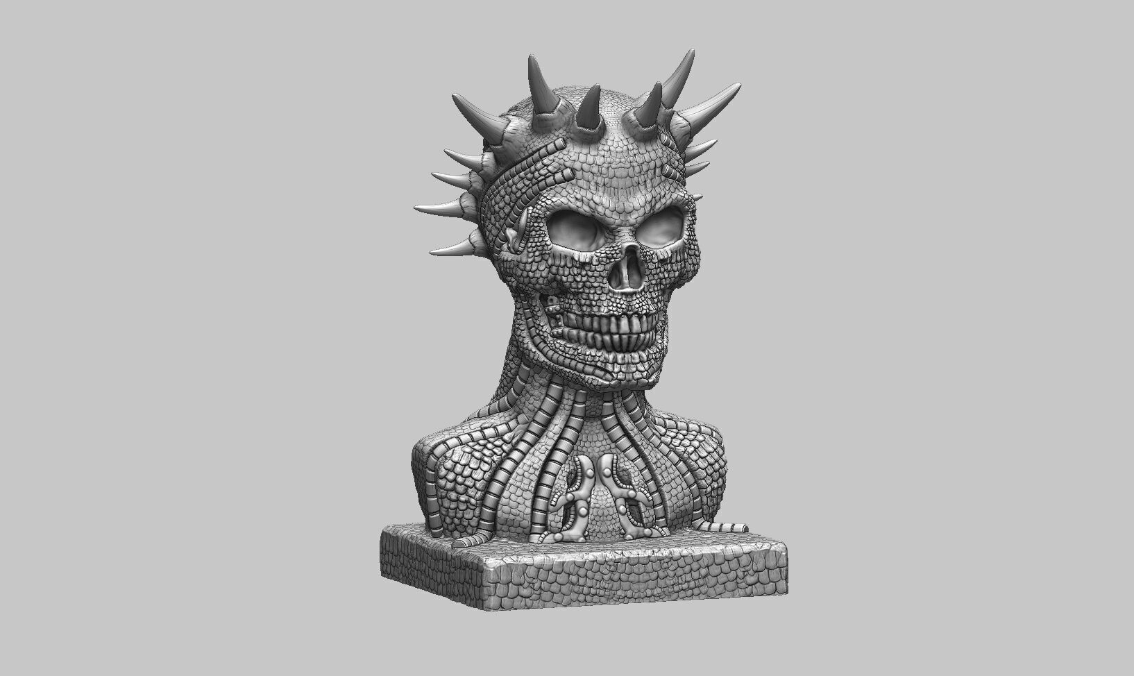 Skull robot dragon bust Cyborg skull dragon bust 3D print model_7