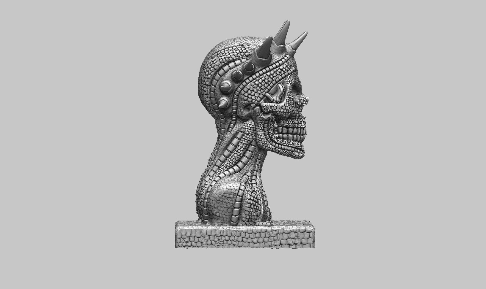 Skull robot dragon bust Cyborg skull dragon bust 3D print model_9