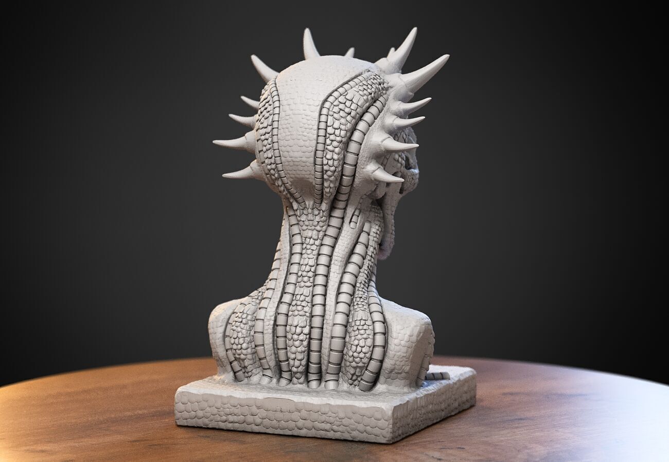 Skull robot dragon bust Cyborg skull dragon bust 3D print model_2