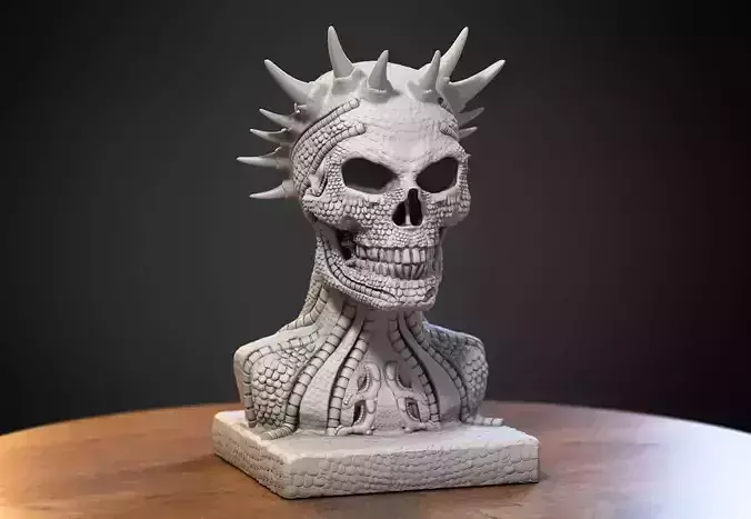 Skull robot dragon bust Cyborg skull dragon bust 3D print model