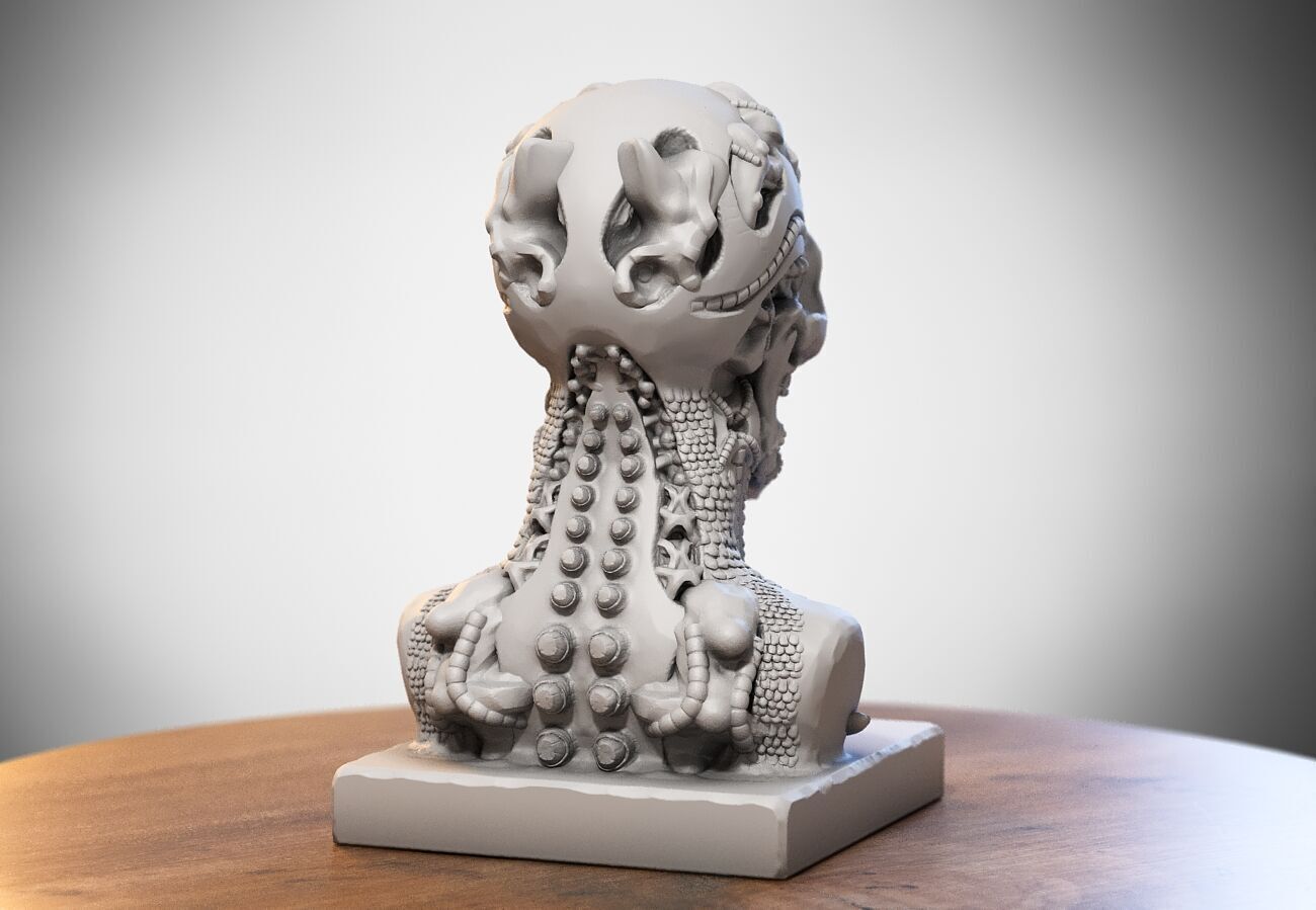 Skull robot dragon bust Cyborg skull dragon bust 3D print model_4