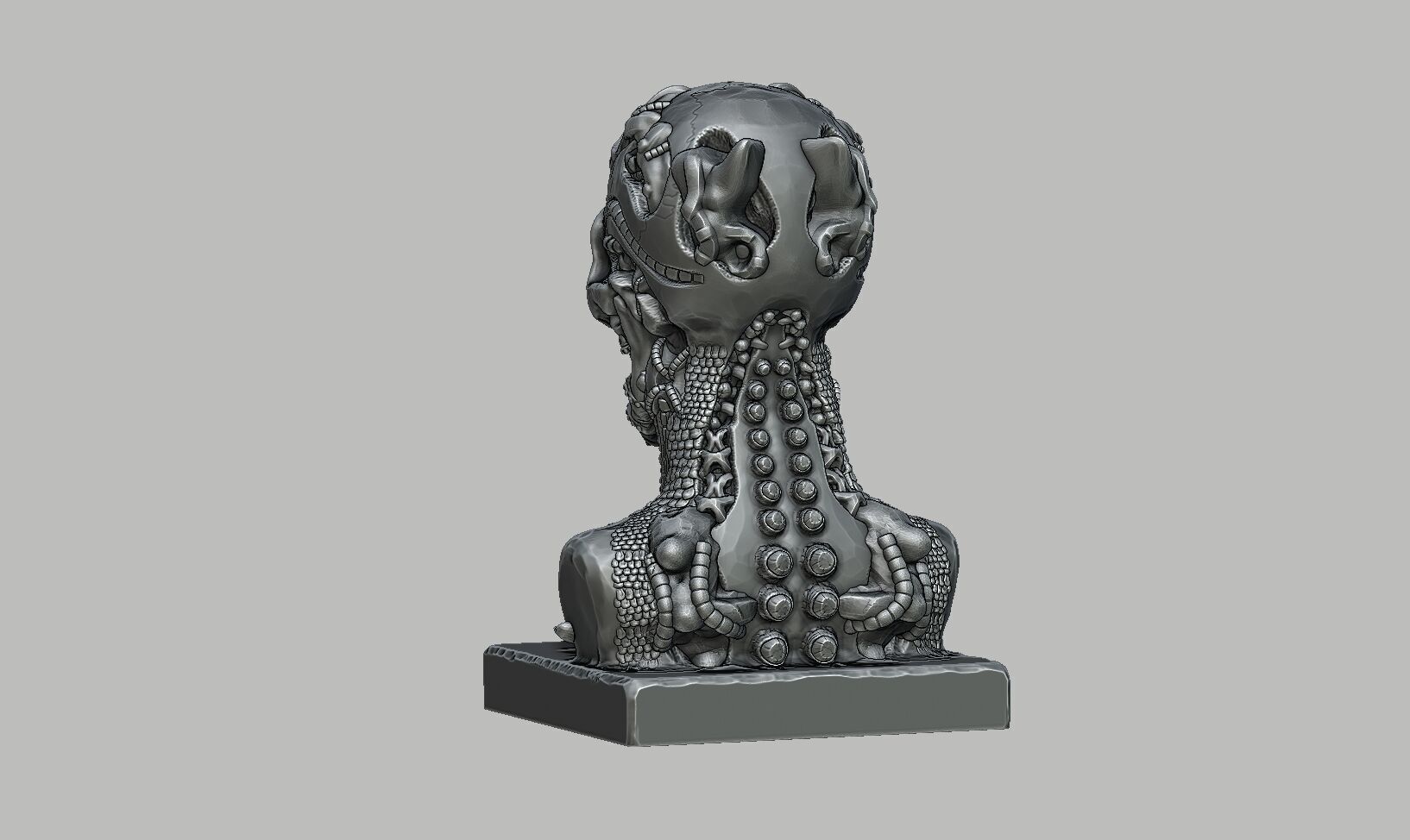 Skull robot dragon bust Cyborg skull dragon bust 3D print model_10