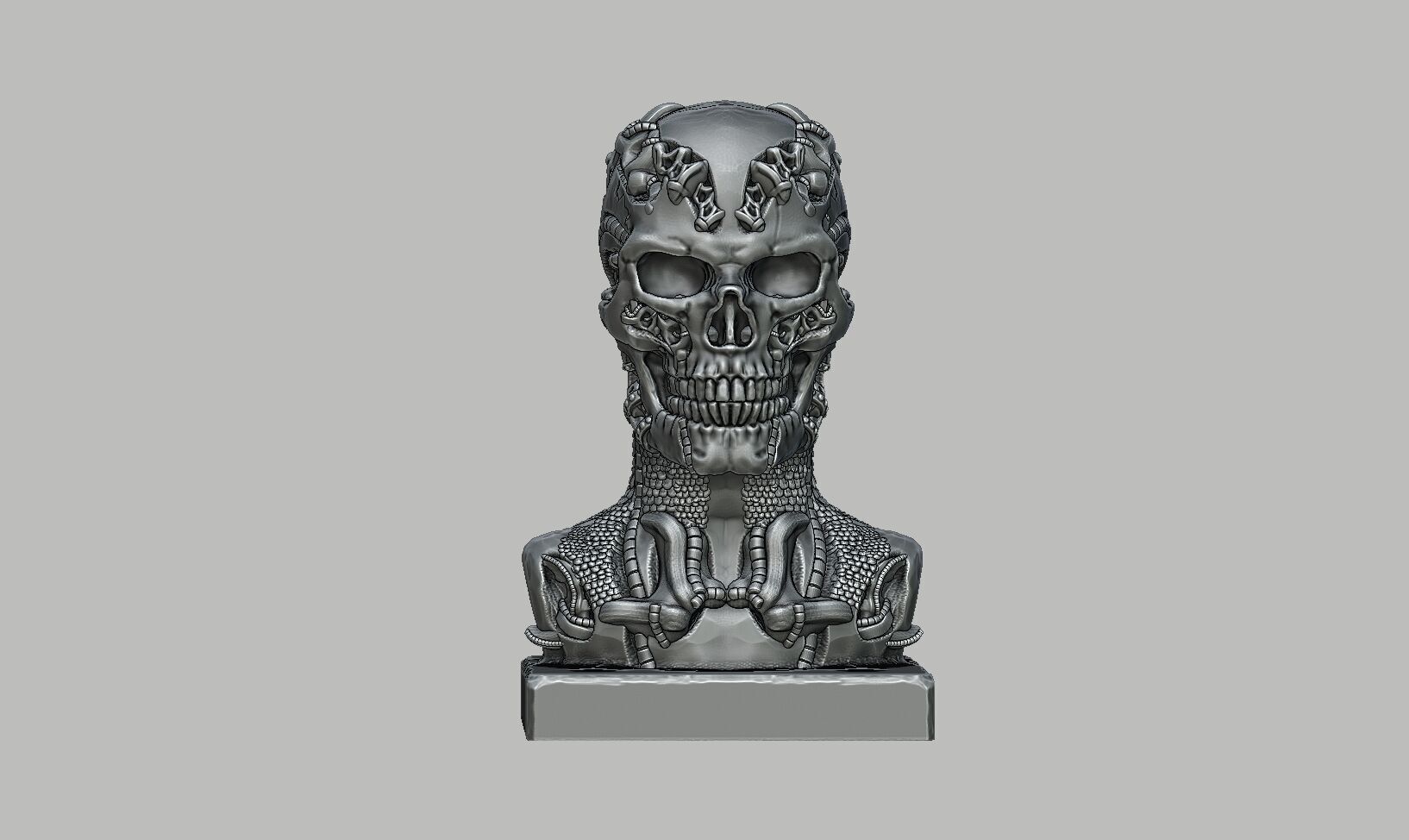 Skull robot dragon bust Cyborg skull dragon bust 3D print model_13