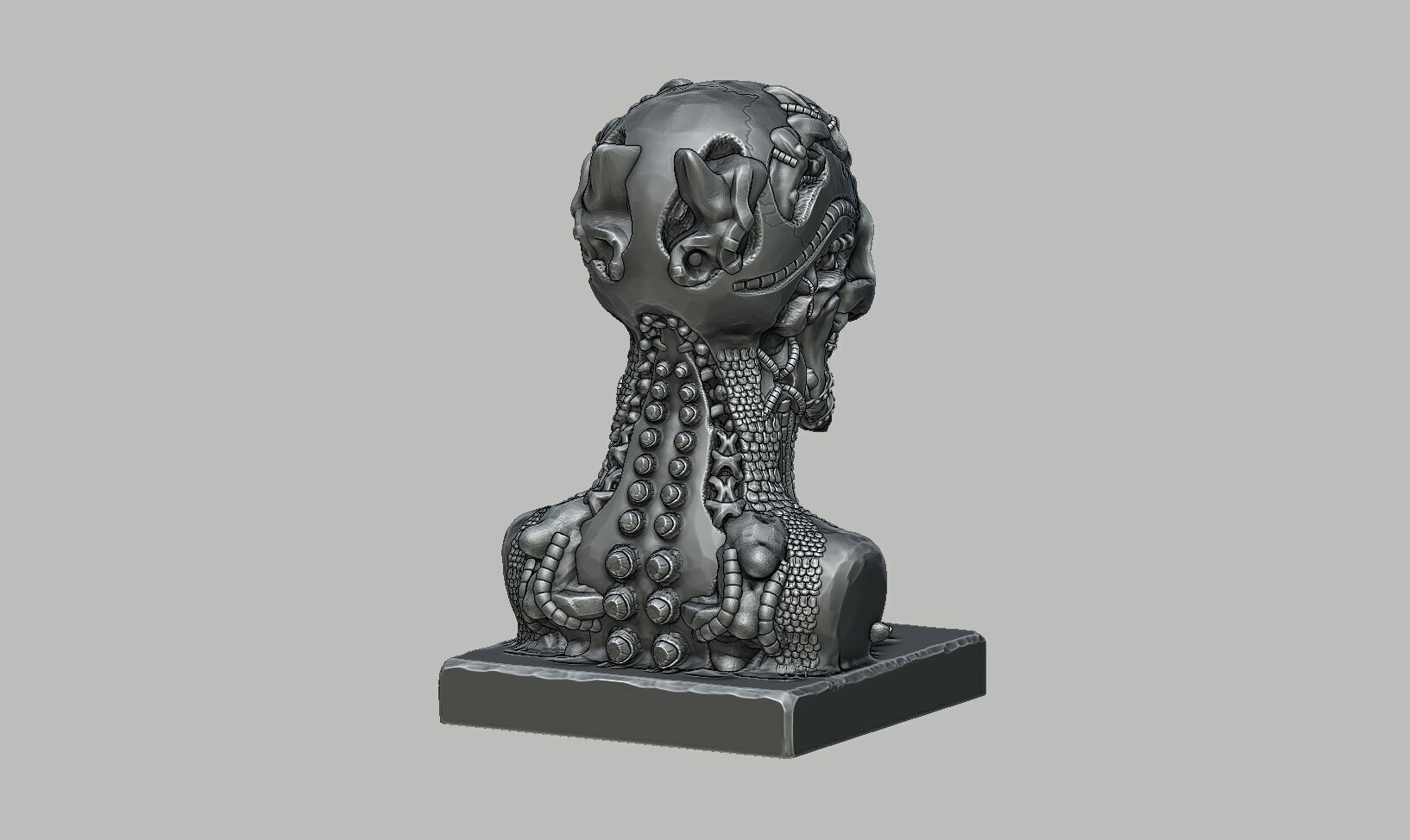 Skull robot dragon bust Cyborg skull dragon bust 3D print model_9