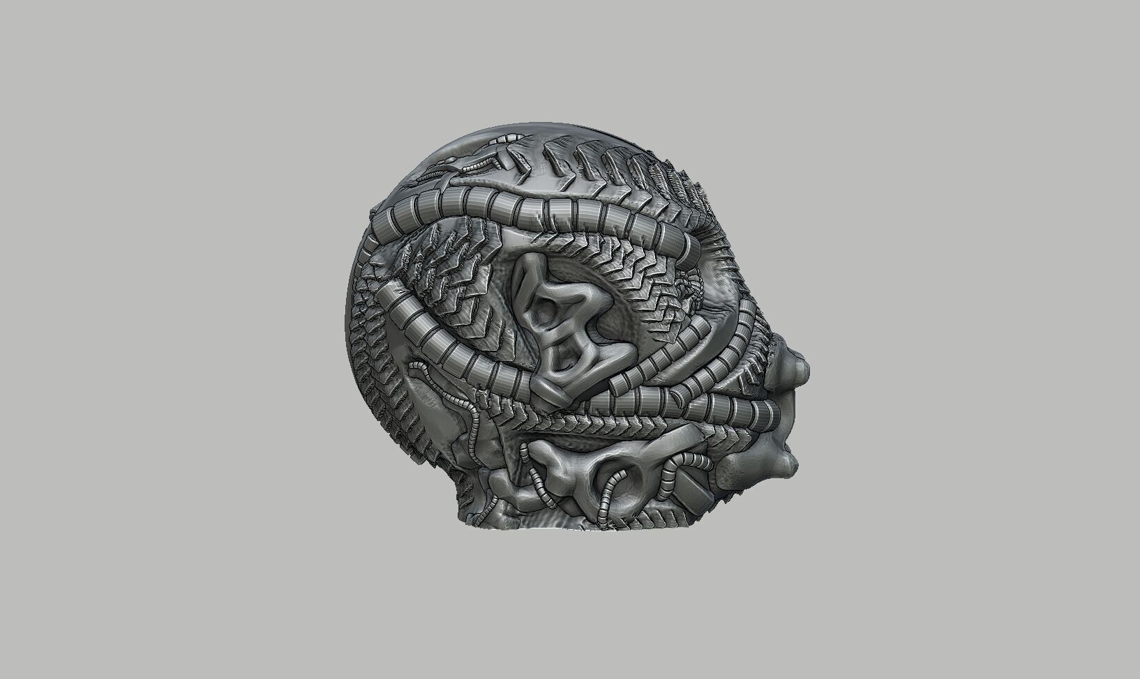 Skull robot dragon Headphone Stand Cyborg skull dragon  3D print model_7