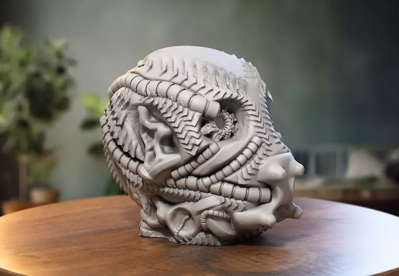 Skull robot dragon Headphone Stand Cyborg skull dragon  3D print model_0