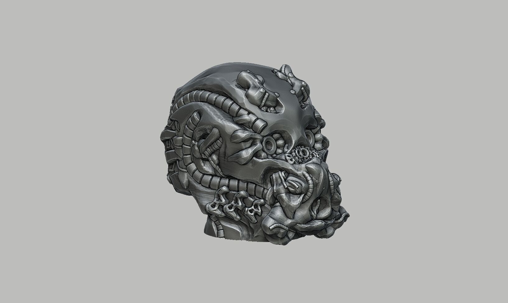 Robot Skull Headphone Stand Cyborg Headset Stand 3D print model_7