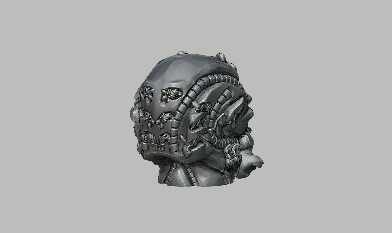 Robot Skull Headphone Stand Cyborg Headset Stand 3D print model_9