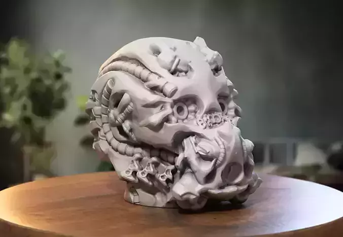 Robot Skull Headphone Stand Cyborg Headset Stand 3D print model