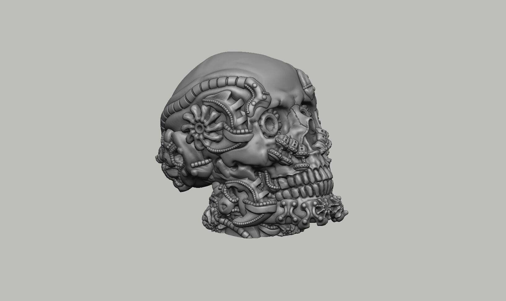 Robot Skull Headphone Stand Cyborg Headset Stand 3D print model_7